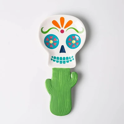 Boston Warehouse Shaped 'Skull W/Cactus' Ceramic Spoon Rest