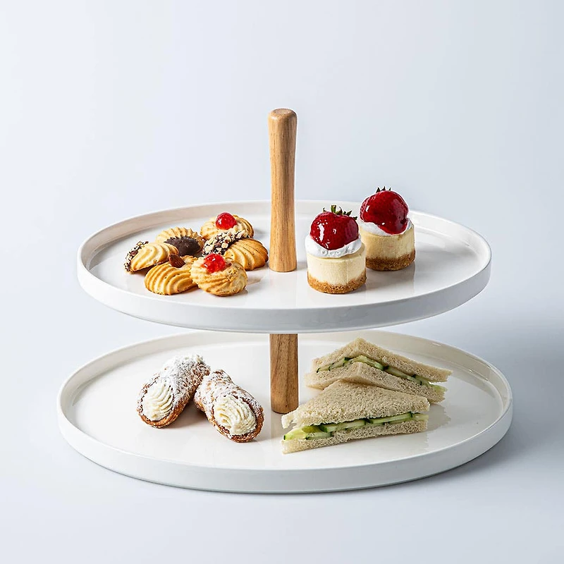 KSP Parisian 2-Tier Oblong Porc. Serv. Dish (White)