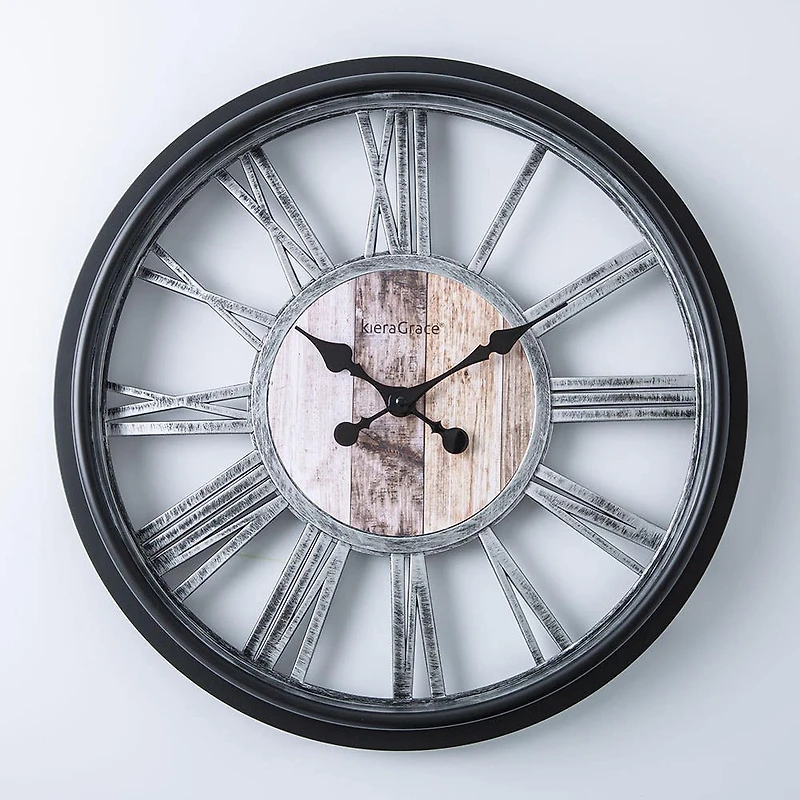 Kiera Grace Decorative 'Dublin' Wall Clock 20" (Black)