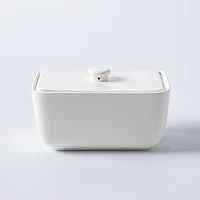 KSP Brick Porcelain Butter Dish with Lid (White)