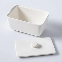KSP Brick Porcelain Butter Dish with Lid (White)
