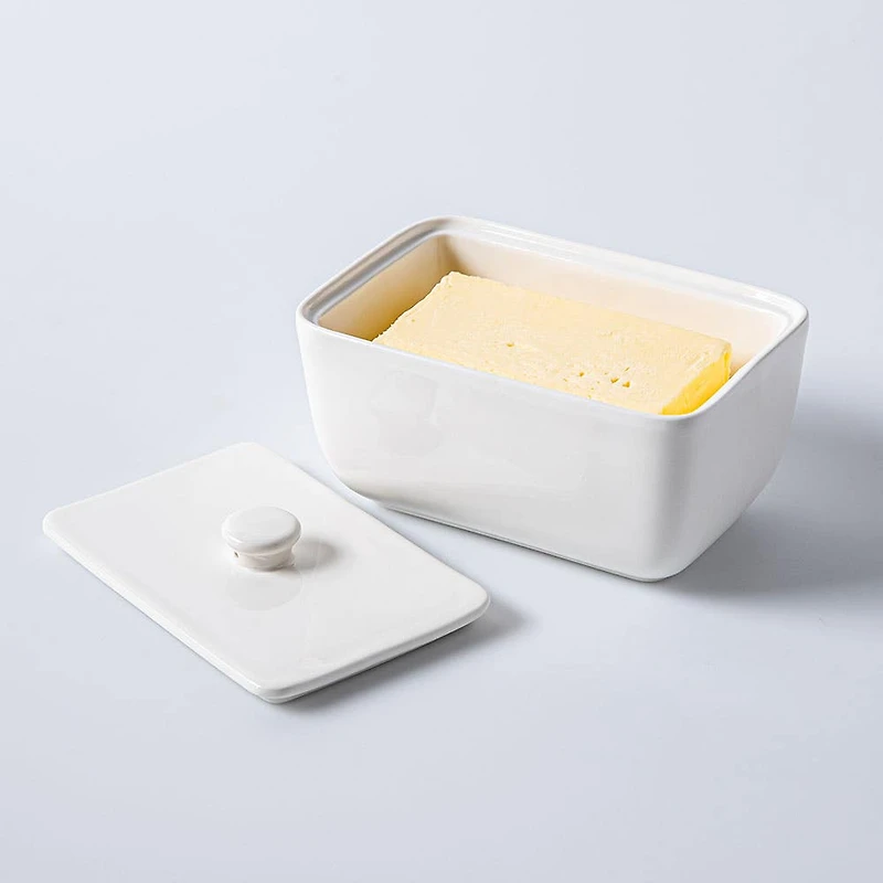 KSP Brick Porcelain Butter Dish with Lid (White)