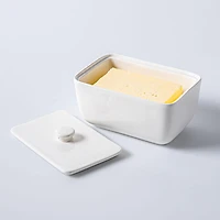 KSP Brick Porcelain Butter Dish with Lid (White)