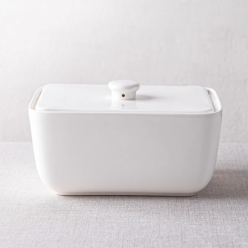 KSP Brick Porcelain Butter Dish with Lid (White)