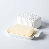 KSP Ribbed Porcelain Butter Dish with Lid (White)