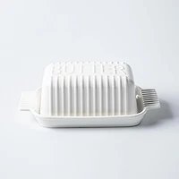 KSP Ribbed Porcelain Butter Dish with Lid (White)