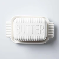 KSP Ribbed Porcelain Butter Dish with Lid (White)