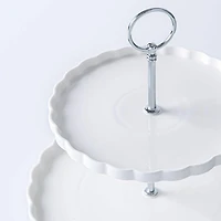 KSP Scalloped 2-Tier Porcelain Serving Dish (White)