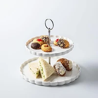 KSP Scalloped 2-Tier Porcelain Serving Dish (White)