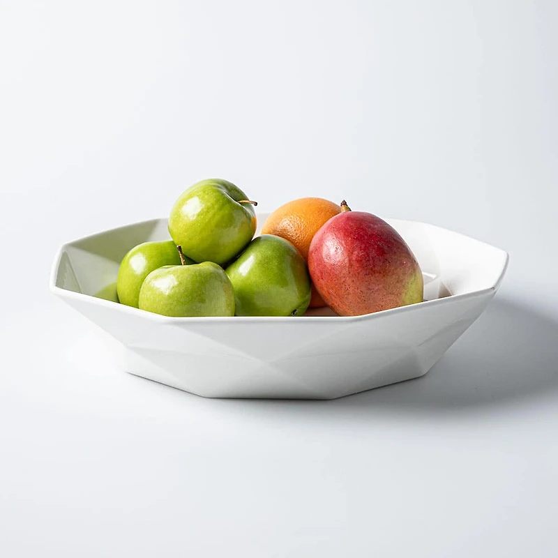KSP Geometric Porcelain Bowl 34cm x 7cm (White)