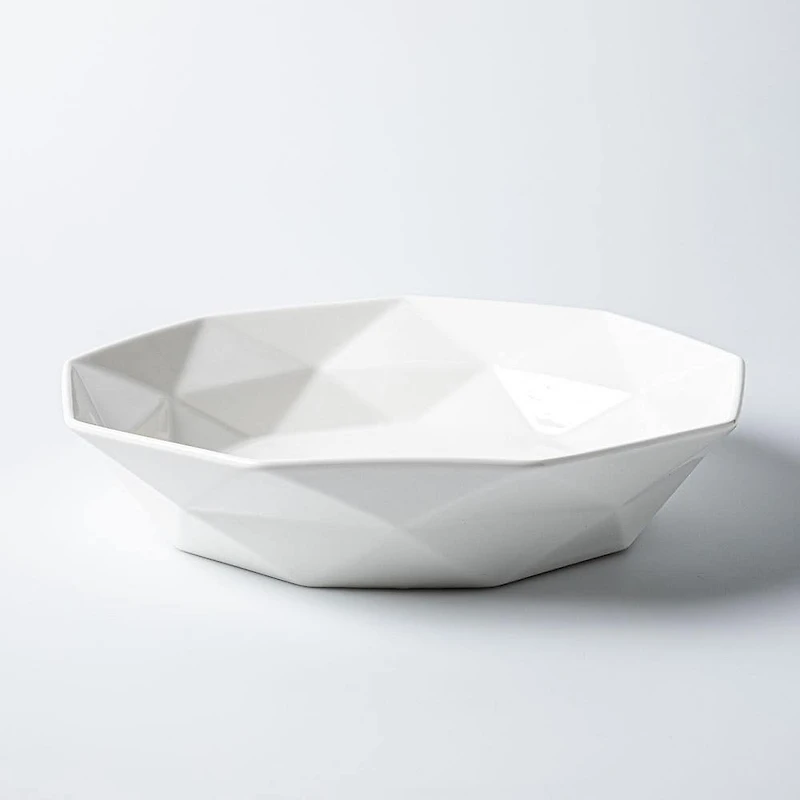 KSP Geometric Porcelain Bowl 34cm x 7cm (White)