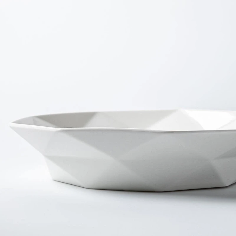 KSP Geometric Porcelain Bowl 34cm x 7cm (White)