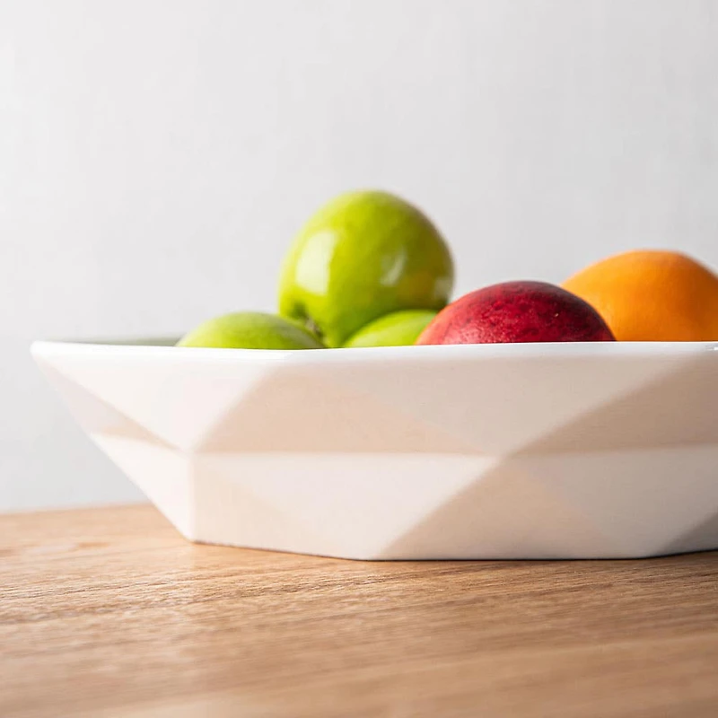KSP Geometric Porcelain Bowl 34cm x 7cm (White)
