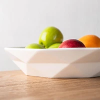 KSP Geometric Porcelain Bowl 34cm x 7cm (White)