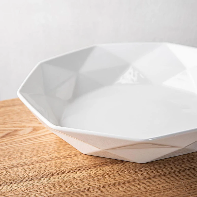 KSP Geometric Porcelain Bowl 34cm x 7cm (White)