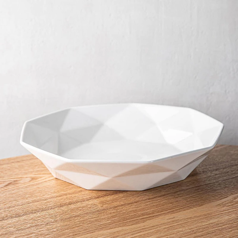 KSP Geometric Porcelain Bowl 34cm x 7cm (White)