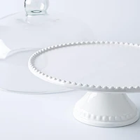 KSP Dessert Cake Plate with Glass Lid (White)