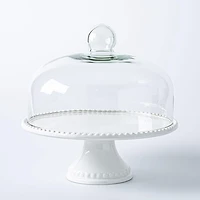 KSP Dessert Cake Plate with Glass Lid (White)