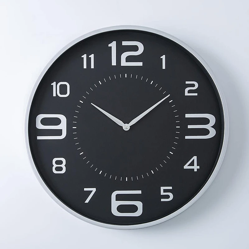 Kiera Grace Decorative 'Austin' Wall Clock 18" (Silver/Black)