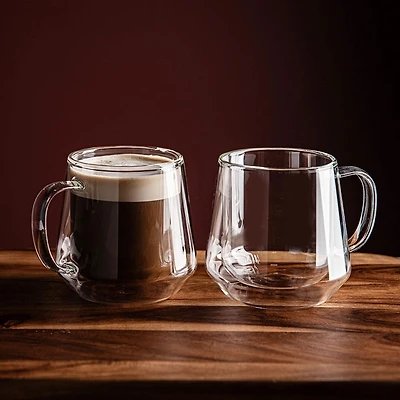 KSP Sienna Double Wall Glass Mug - Set of 2 350ml (Clear)