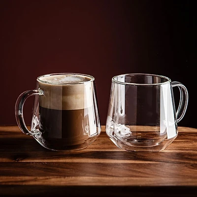 KSP Sienna Double Wall Glass Mug - Set of 2 460ml (Clear)