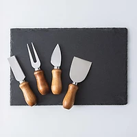 KSP Asiago Cheese Board with Knives - Set of 5 (Black)