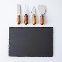 KSP Asiago Cheese Board with Knives - Set of 5 (Black)