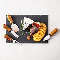 KSP Asiago Cheese Board with Knives - Set of 5 (Black)