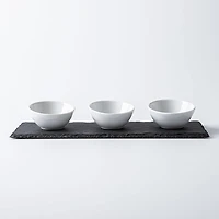 KSP Taste Porcelain Bowls with Slate Tray - Set of 4 (White)