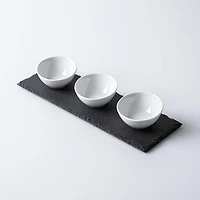 KSP Taste Porcelain Bowls with Slate Tray - Set of 4 (White)
