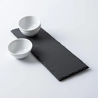 KSP Taste Porcelain Bowls with Slate Tray - Set of 4 (White)