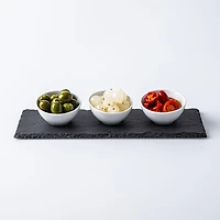 KSP Taste Porcelain Bowls with Slate Tray - Set of 4 (White)