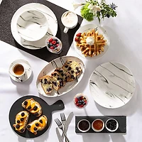 KSP Taste Porcelain Bowls with Slate Tray - Set of 4 (White)