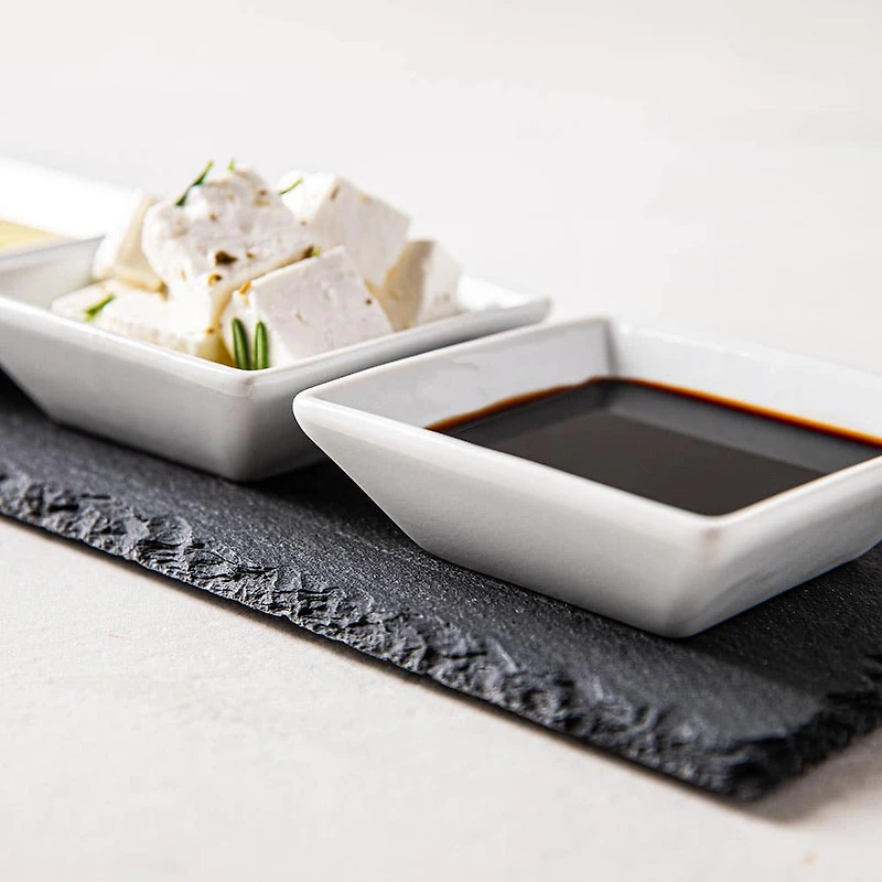 KSP Share Porcelain Bowls with Slate Tray - Set of 4 (White)