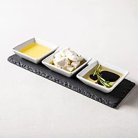 KSP Share Porcelain Bowls with Slate Tray - Set of 4 (White)