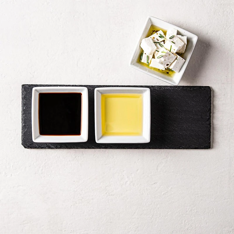 KSP Share Porcelain Bowls with Slate Tray - Set of 4 (White)