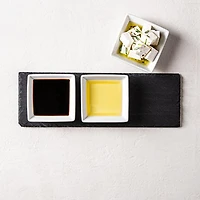 KSP Share Porcelain Bowls with Slate Tray - Set of 4 (White)
