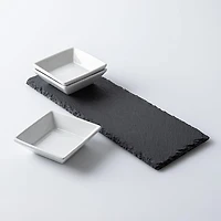 KSP Share Porcelain Bowls with Slate Tray - Set of 4 (White)