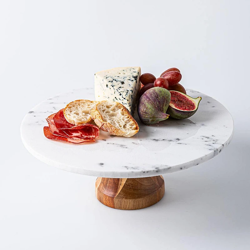KSP Pavlova Marble Cake Stand with Wood Base (Marble)