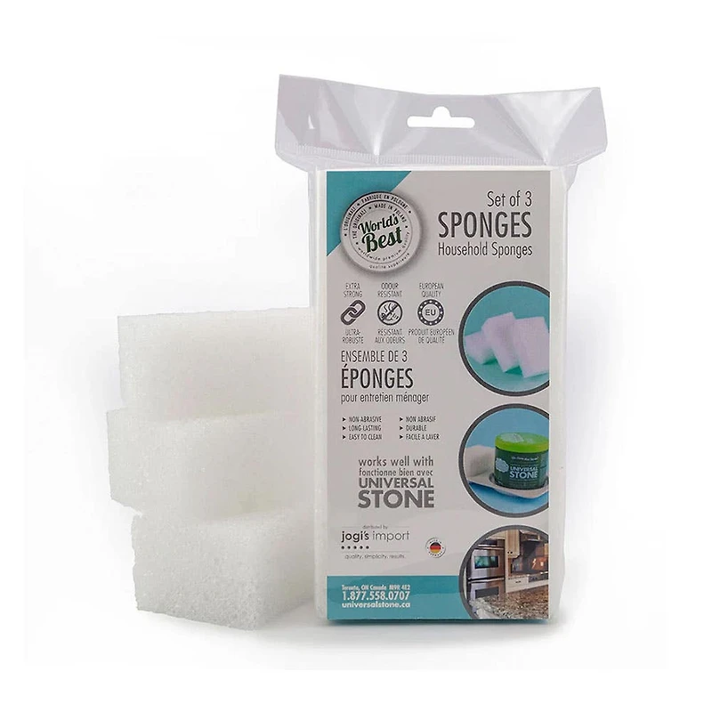 World's Best Original Household Sponge - Set of 3 (White)