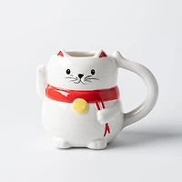Boston Warehouse Flea Market Shaped 'Happy Cat' Mug (White/Red/Gold)