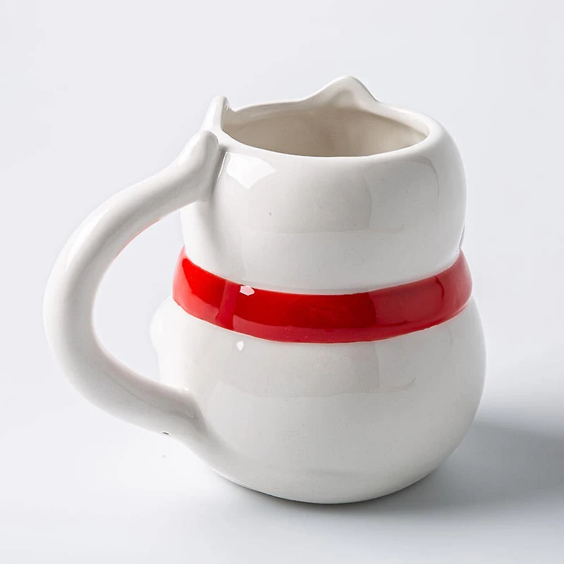Boston Warehouse Flea Market Shaped 'Happy Cat' Mug (White/Red/Gold)