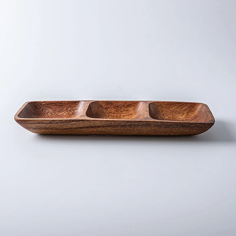 KSP Tala Acacia Wood 3-Section Serving Tray 38 x 13 x 4 cm