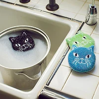 Kikkerland Kitty Scrub Sponge - Set of 3