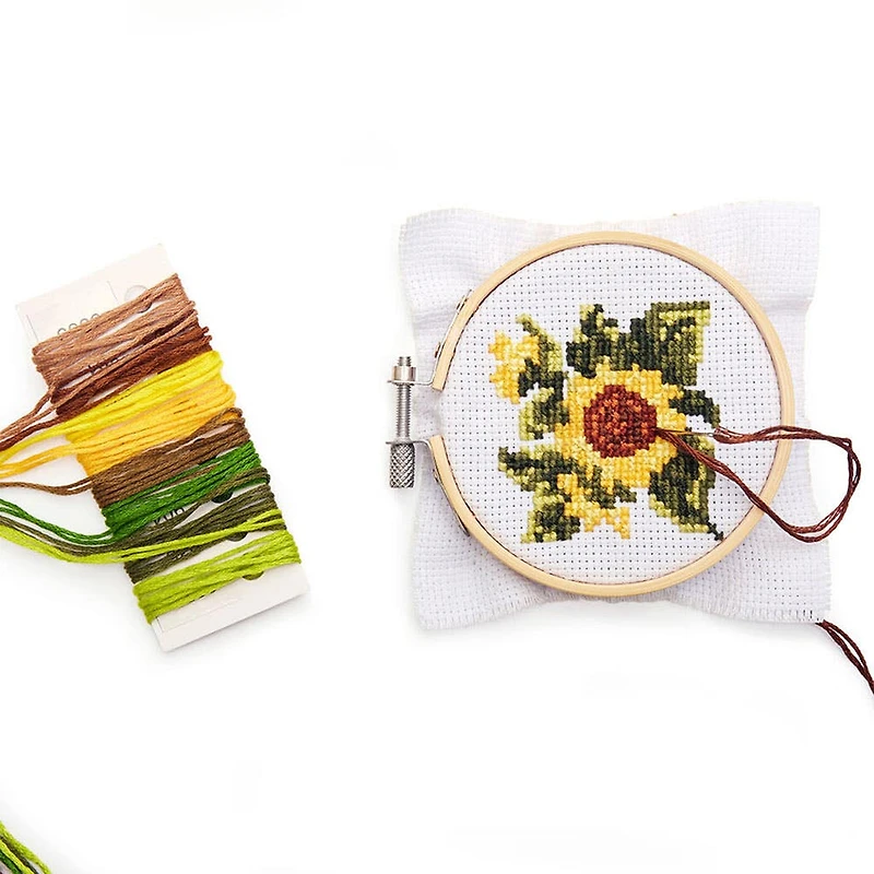 Kikkerland Cross Stitch 'Sunflower' Mini Embroidery Kit