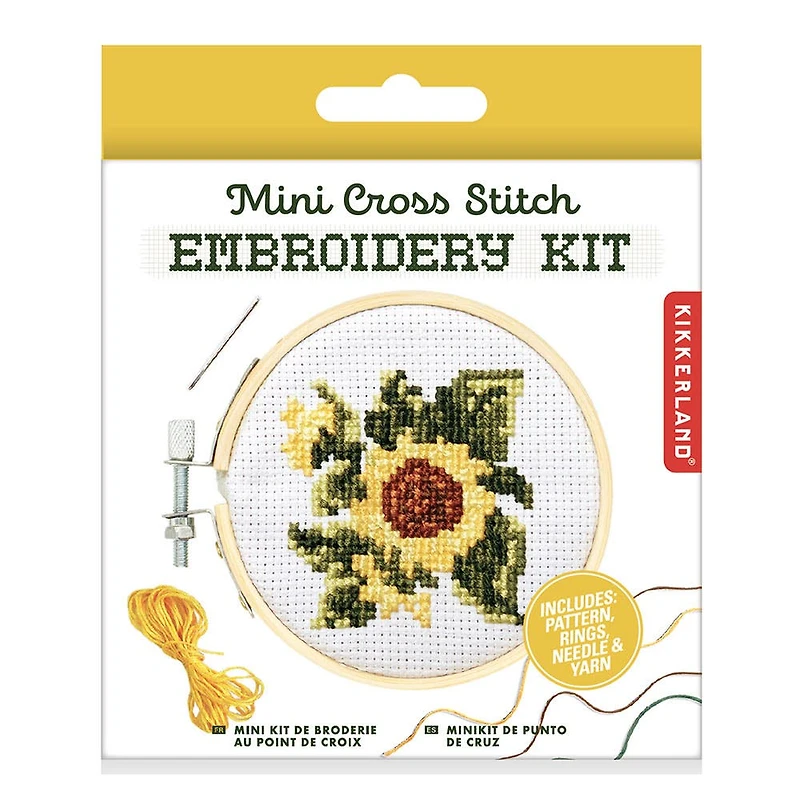 Kikkerland Cross Stitch 'Sunflower' Mini Embroidery Kit