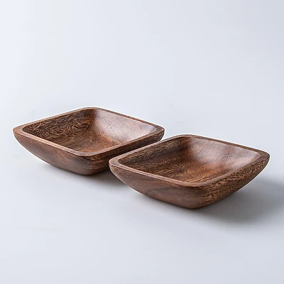 KSP Tala Acacia Wood Square Tray - Set of 2 13 x 13 x 4 cm