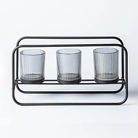 KSP Horizon '3-Lite' Iron Candle Holder (Black/Smoke)