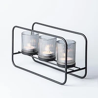 KSP Horizon '3-Lite' Iron Candle Holder (Black/Smoke)