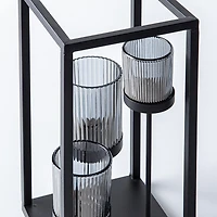 KSP Elevate '3-Lite' Iron Candleholder 12" H (Black/Smoke)